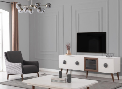 White Living room Suite TV Wardrobe Rectangular Coffee table Wood Furniture